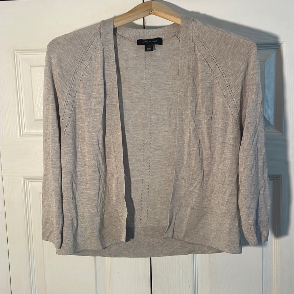 Ann Taylor Gray Cardigan Lightweight Knit Sweater